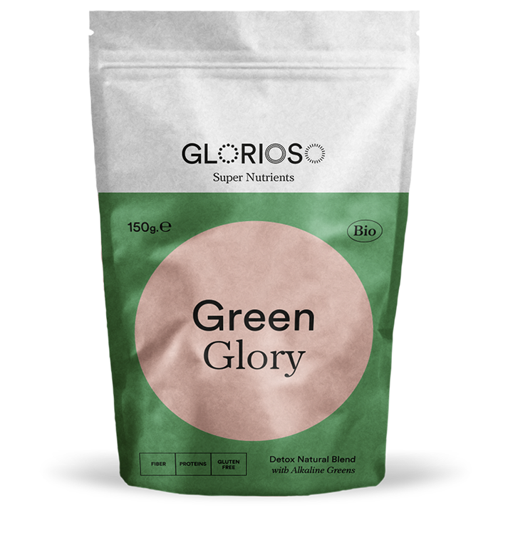 Biologisch veganistisch Green Glory Poeder Glutenvrij 150 gr / Bio detox formule die het spijsverteringsstelsel verzorgt.