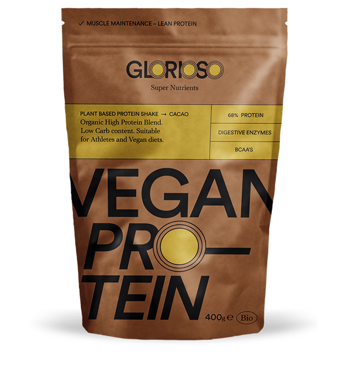 Biologisch veganistisch Vegan Protein – Cacao Glutenvrij 400 gr  / Bio-formule van 4 veganistische eiwitten en Quinoa met spijsverteringsenzymen. Chocolade smaak.