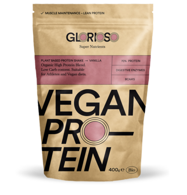 Biologisch veganistisch Vegan Protein – Vainilla Glutenvrij 400 gr / Bio-formule van 4 veganistische eiwitten en Quinoa met spijsverteringsenzymen. Vanille smaak.
