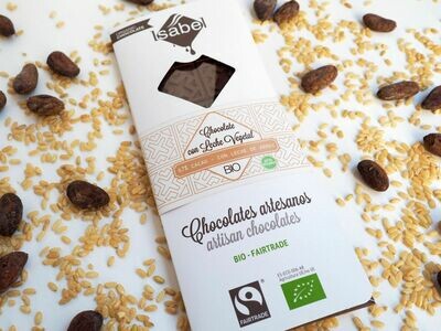 Biologische tablet van  Chocolade met vegetarische melk 47 % Cacao met rijst melk,  80 Gram (Doos 10 x 80 gram)