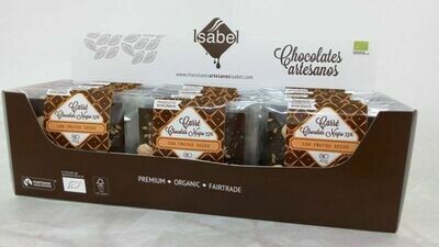 Biologische Carré van Puur chocolade met noten 40 Gram. - Doos 30 stuks