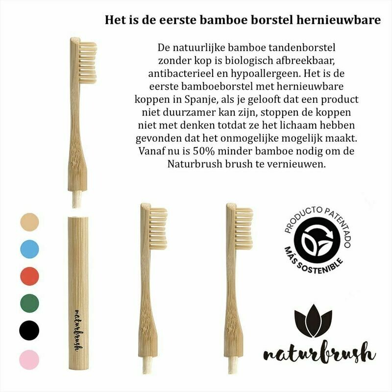 Biologisch afbreekbaar Bamboe tandenborstel zonder kop, Naturbrush Natural no