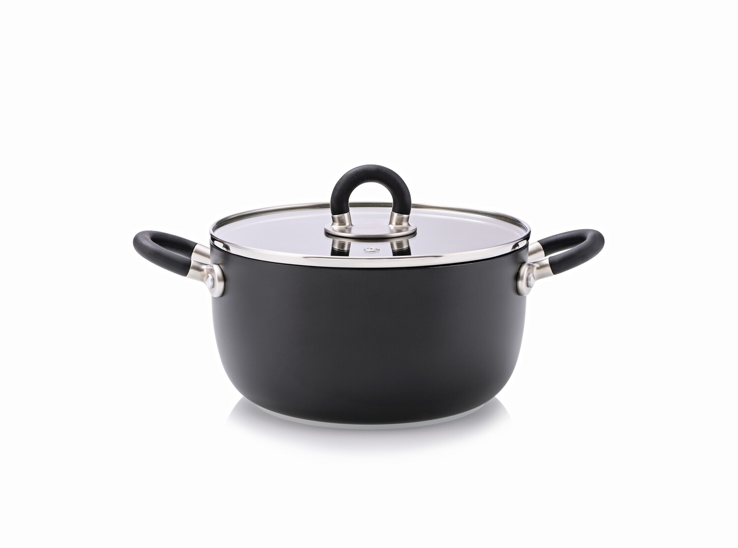 Sten casseruola 16 cm 2 manici nera con coperchio