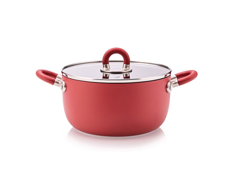 Alessi Sten casseruola 20 cm 2 manici rossa con coperchio