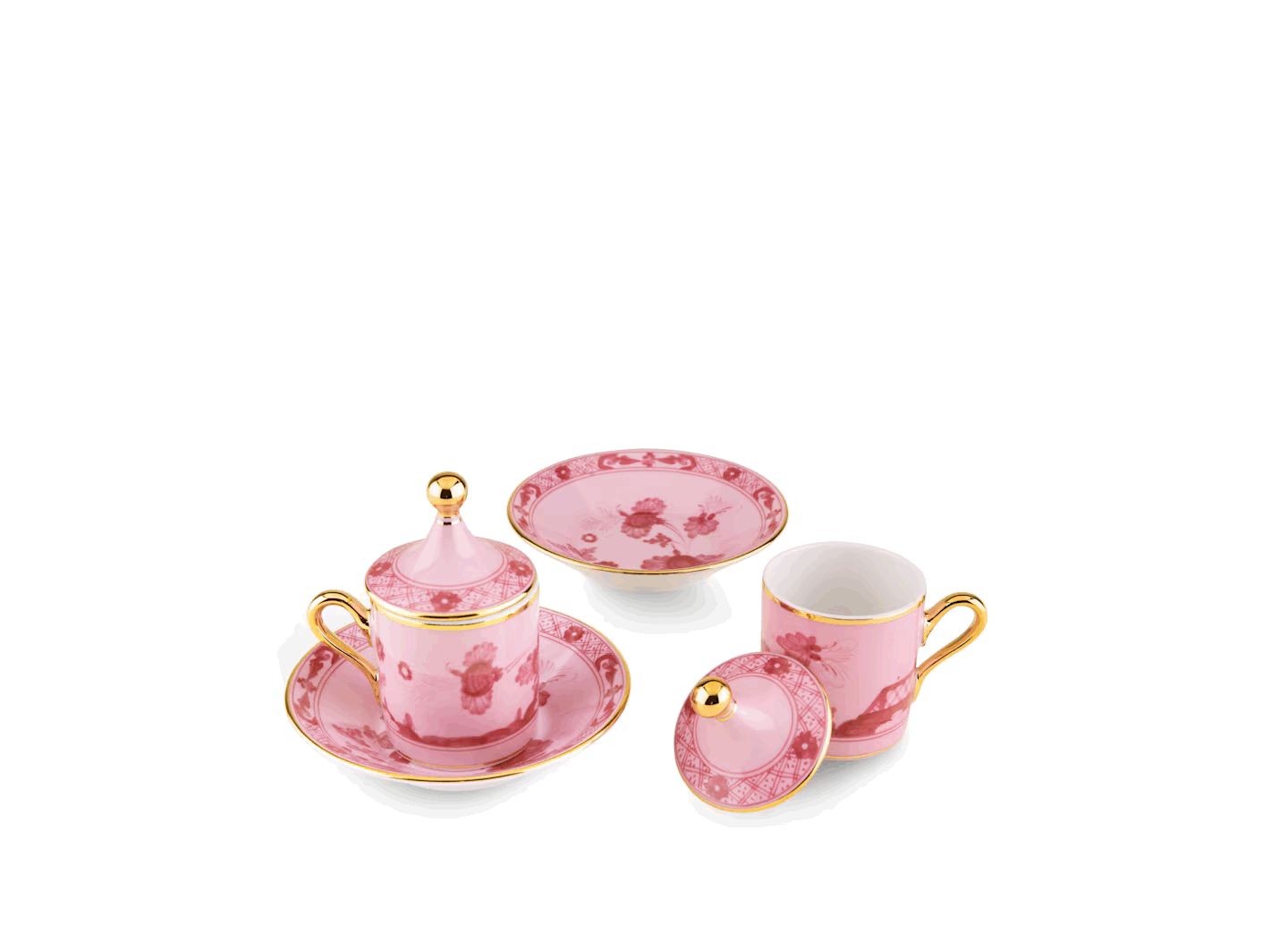 Ginori Oriente Italiano porpora set 2 tazze da caffè con coperchio