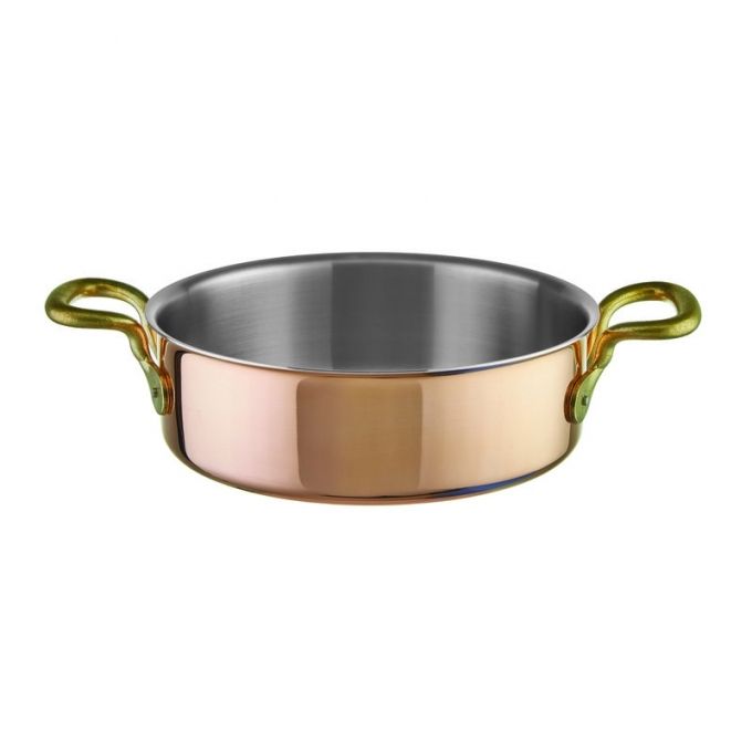 Paderno casseruola bassa 24 cm in rame c/coperchio