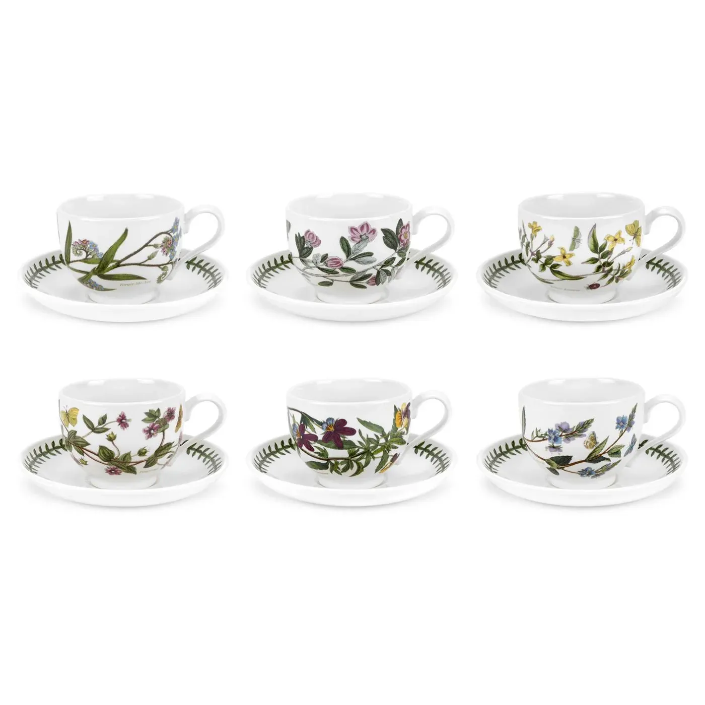 Portmeirion Botanic Garden set 6 tazze colazione c/piatto