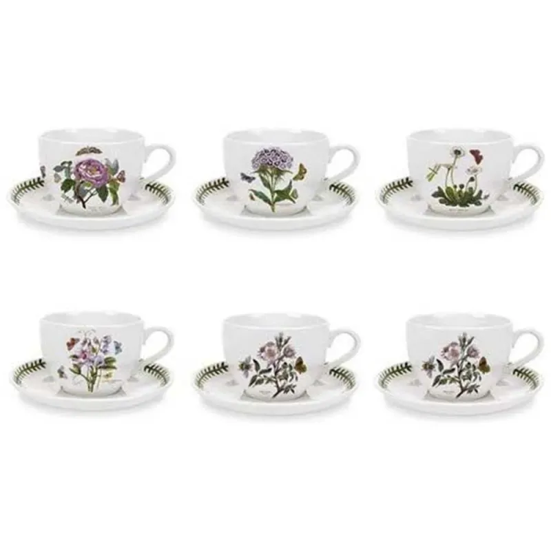 Portmeirion Botanic Garden set 6 tazze jumbo c/piatto