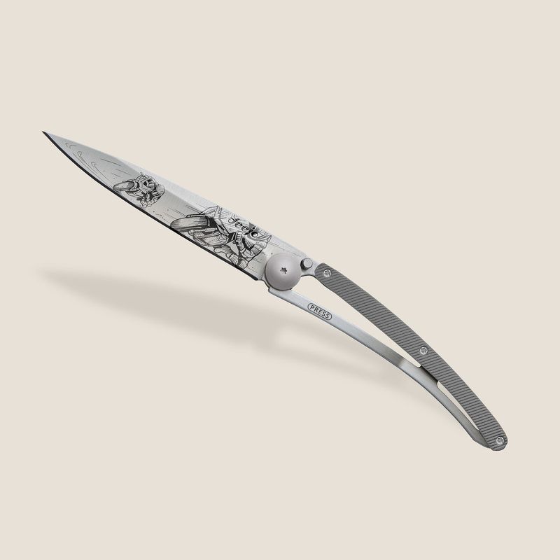 Deejo coltello serramanico con decoro moto