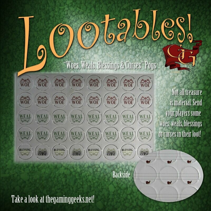 Lootables! "Woes, Weals, Blessings & Curses"  Treasure pogs