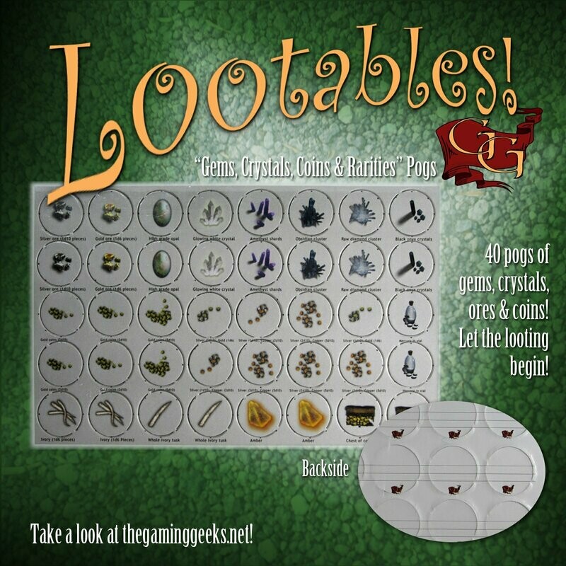 Lootables! "Gems, Crystals, Coins & Rarities" Treasure Pogs