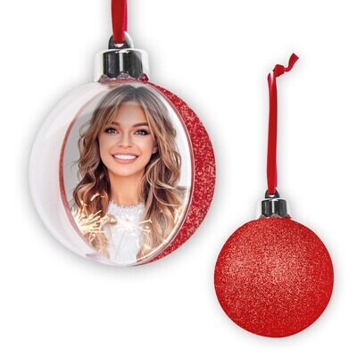 PALLINA 10x10 CON FOTO - RETRO GLITTER ROSSI