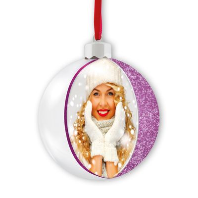 PALLINA 10X10 CON FOTO - RETRO GLITTER VIOLET