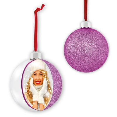 PALLINA 10X10 CON FOTO - RETRO GLITTER VIOLET