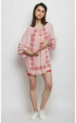 Peach Melba Embroidered Stripe Dress Peach Melba Embroidered Stripe Dress