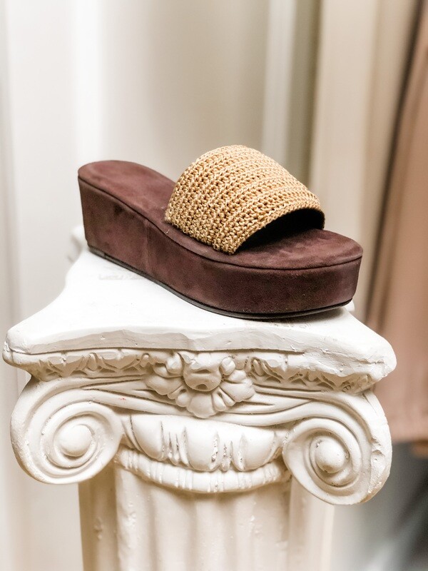 Jeffrey Campbell Flatform Brown & Natural Slides Jeffrey Campbell Flatform Brown & Natural Slides