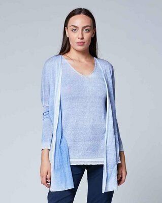 Soft Blue Front Tie Gradient Cardigan Soft Blue Front Tie Gradient Cardigan