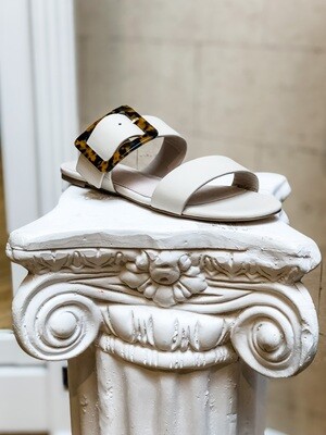Off-White Slide Sandal With Tortoise Buckle Off-White Slide Sandal With Tortoise Buckle
