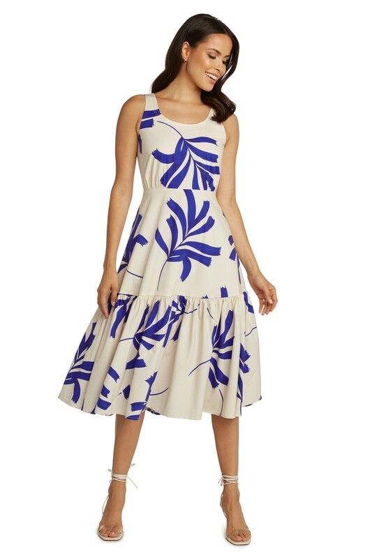 Cobalt Floral Flounce Midi Dress Cobalt Floral Flounce Midi Dress