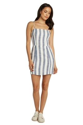 Chambray & White Vertical Stripe Strap Dress Chambray & White Vertical Stripe Strap Dress