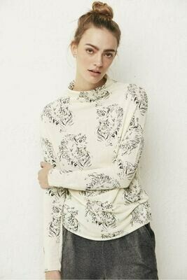 Cream Tiger's Head Mock Neck Sweater Cream Tiger's Head Mock Neck Sweater