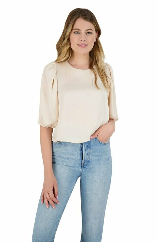 Alabaster Satin Balloon Sleeve Crop Top Alabaster Satin Balloon Sleeve Crop Top