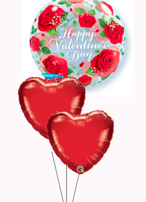 Valentine Rosses Bubble and Hearts Bouquet