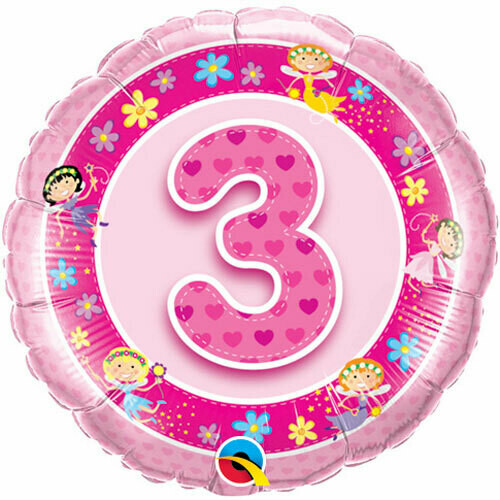 18&quot; Foil 3rd Birthday Pink