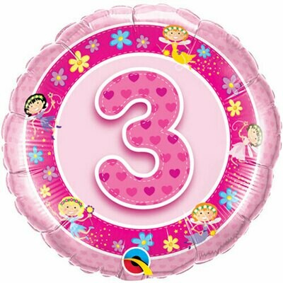 18&quot; Foil 3rd Birthday Pink