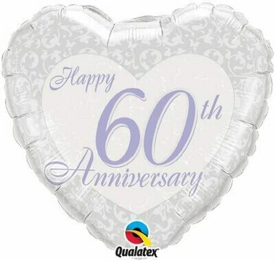 60th Pearl Anniversary 18&quot; Foil Heart