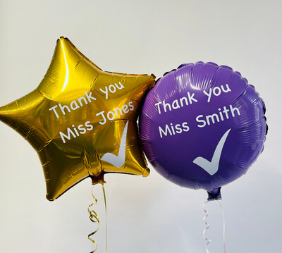 &quot;Thank you teacher&quot; personalised balloon