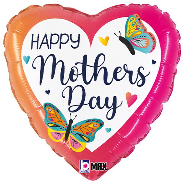 HAPPY MOTHER&#39;S DAY 18&quot; FOIL BALLOON WITH BUTTERFLIES DESIGN 