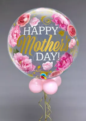 22&quot;  Happy mother&#39;s day bubble balloon peonies design 