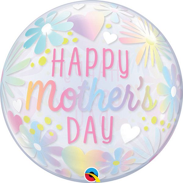 Mothers day bubble balloon in floral pastel design. 22&quot; diameter.