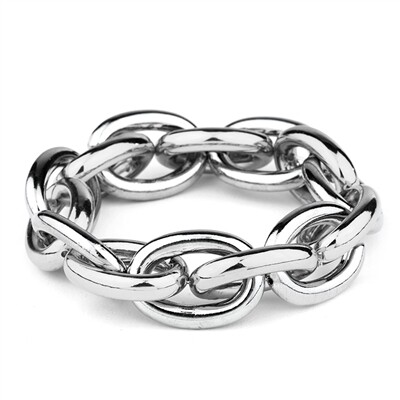 Silver Metal Link 7.5" Stretch Bracelet
