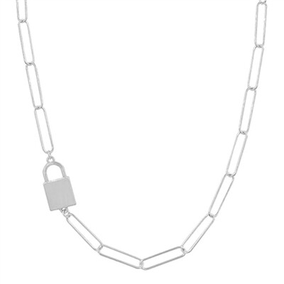 Matte Silver Open Chain with Locket Accent 16"-18"