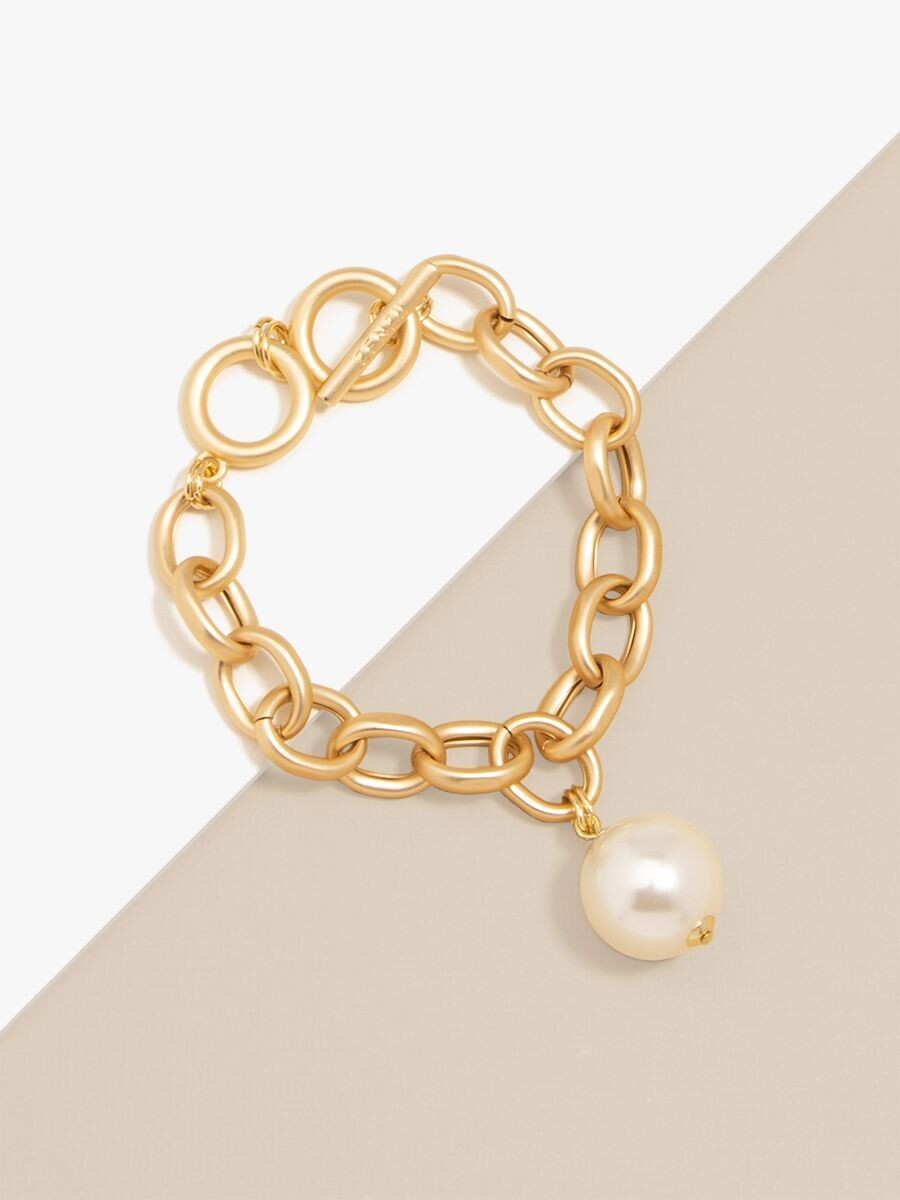 Oval Link Pearl Charm Bracelet Jewelry