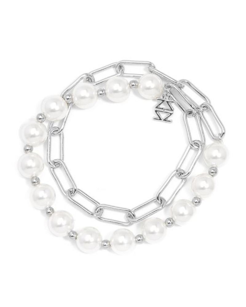 Pearl and Link Bracelet SILVER