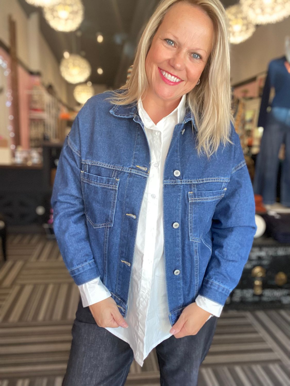 Lakely Oversized Denim Jacket Blue