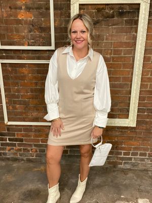 KNIT VEST DRESS KHAKI