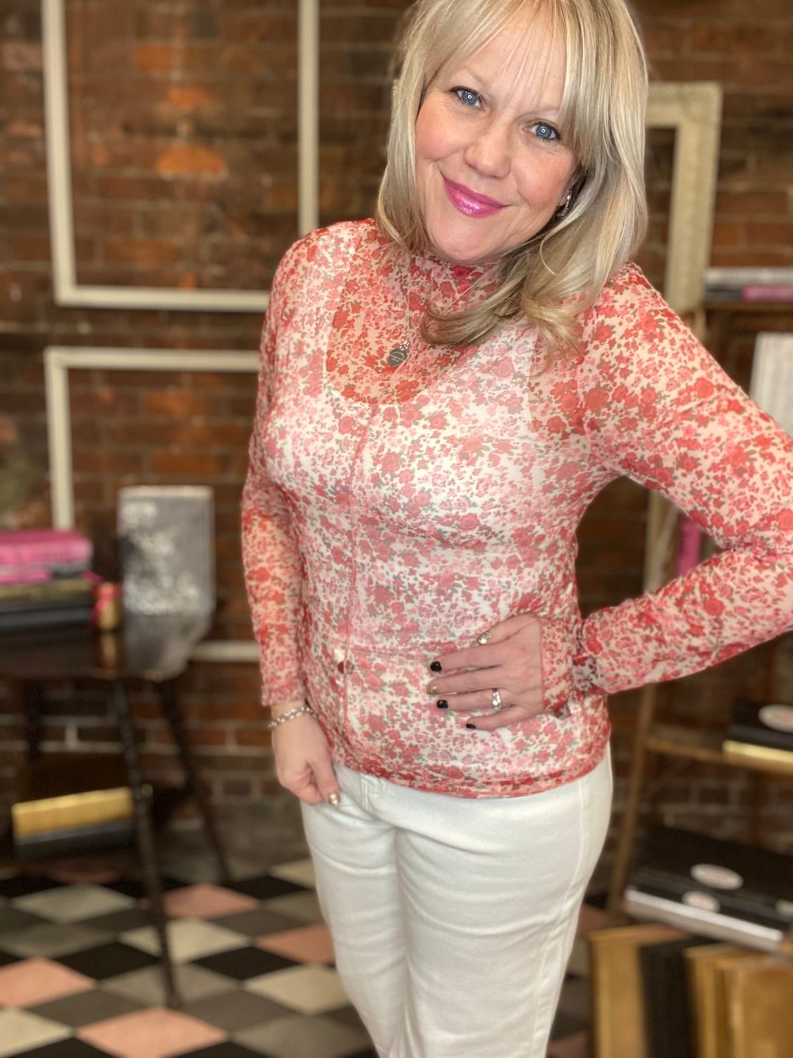 FLORAL MESH IVORY/ROSE