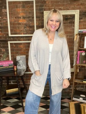 Oversized Open Cardigan Grey
