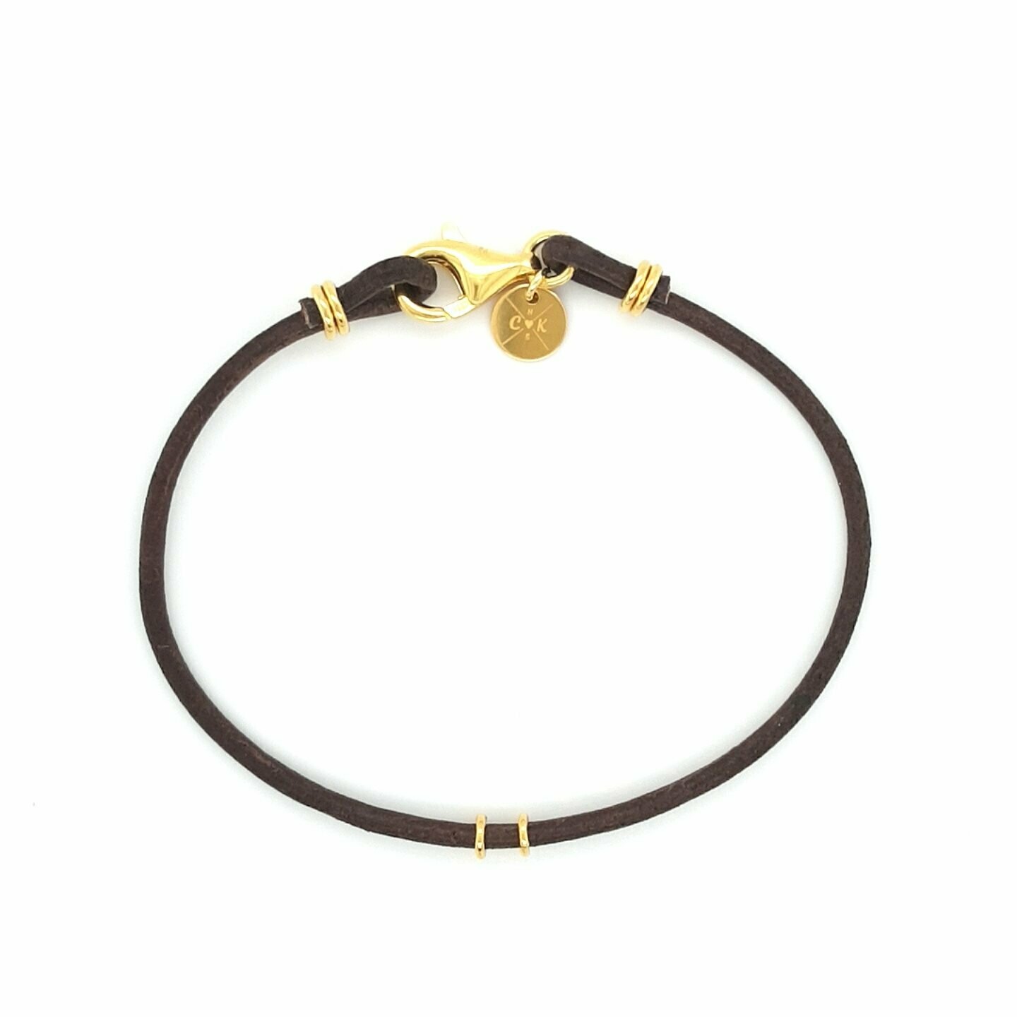 Lederarmband braun, Silber 925 gelb vergoldet