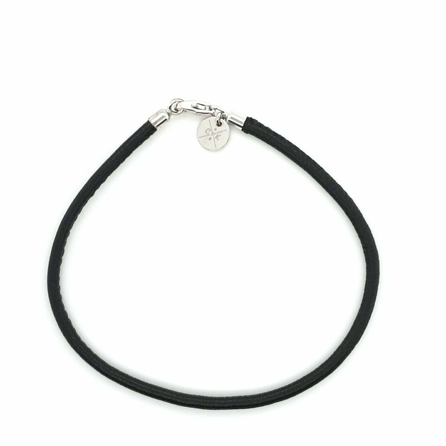 Lederarmband, Nappaleder gefüttert, Silber 925  rhodiniert