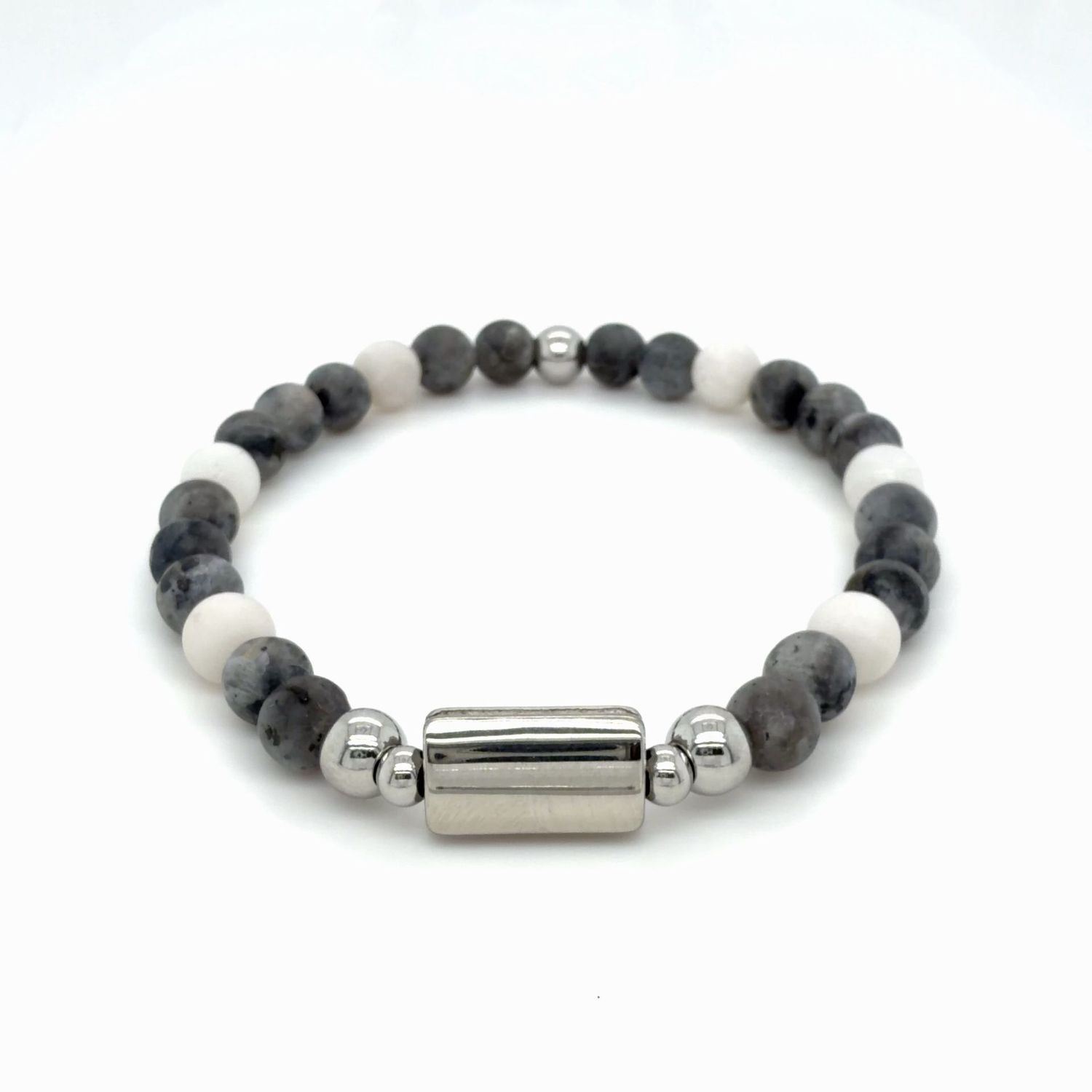 Larvikit, Achat, 6mm, Edelstahl poliert