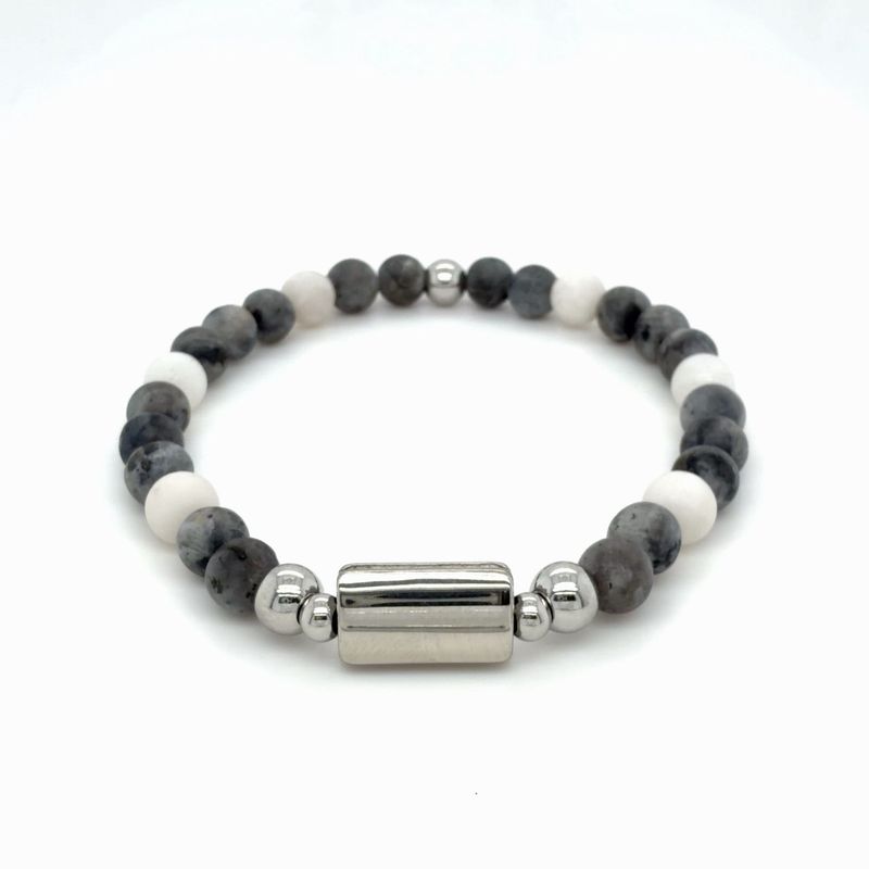 Larvikit, Achat, 6mm, Edelstahl poliert Larvikit, Achat, 6mm, Edelstahl poliert