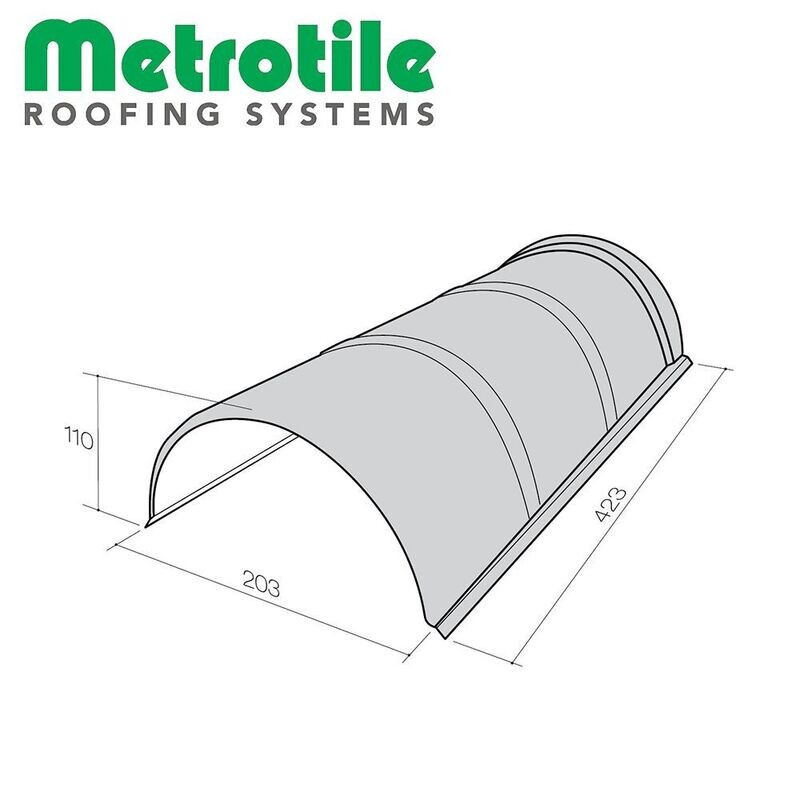 Élément de faîtière 1/2 ronde METROTILE Thermolaqué (Prix et commande par mètre linéaire)