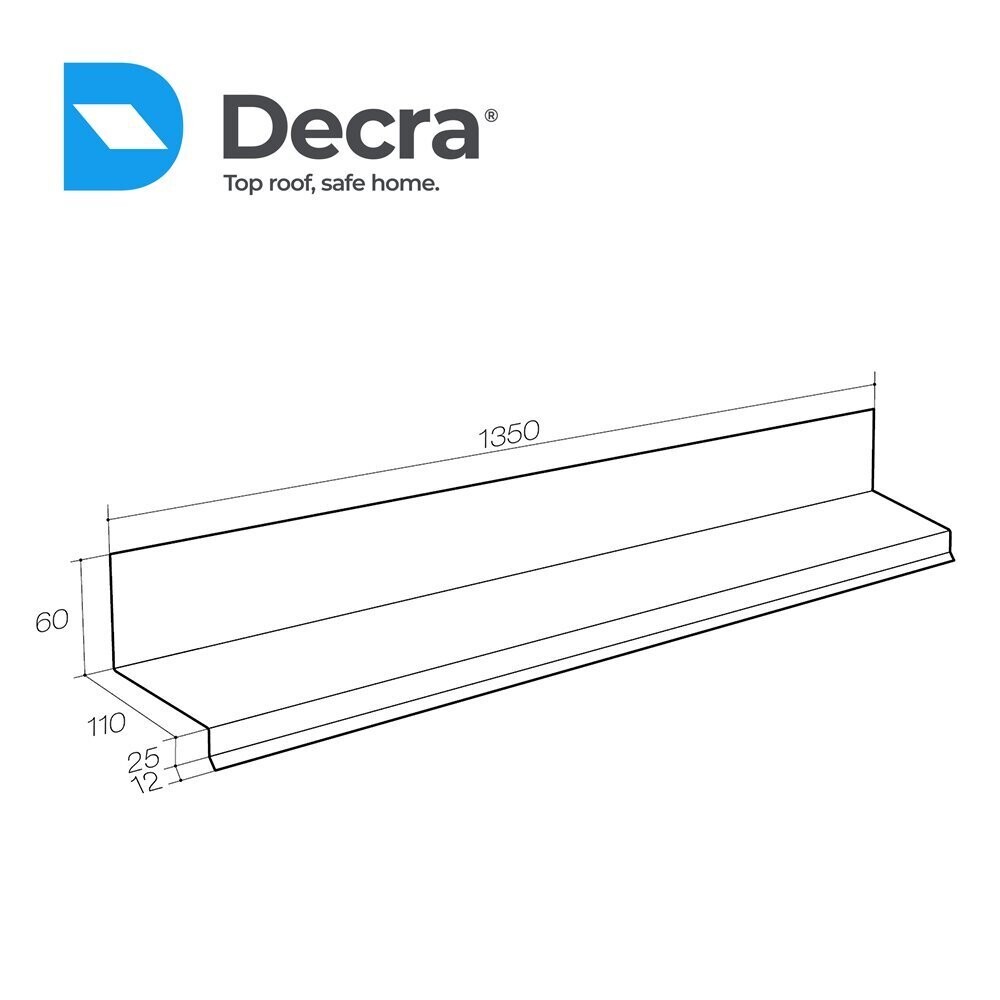 Bavette de faîtage ou solin frontal pour DECRA (Prix et commande par mètre linéaire) Bavette de faîtage ou solin frontal pour DECRA (Prix et commande par mètre linéaire)