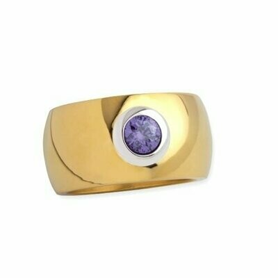 LuxXL Edelstahlring 12 mm "Blink" poliert mit Beschichtung und violettem Zirkonia