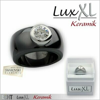 LuxXL Keramikring schwarz pol. mit Kristallstein